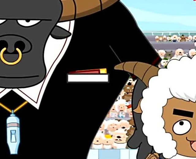 绵羊队与黑山羊队足球争霸赛现在开始了