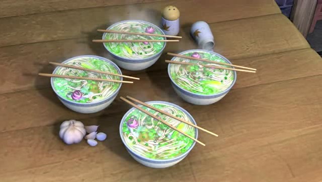 熊出没;熊大熊二给光头强做了一碗满载着幸福的葱花面