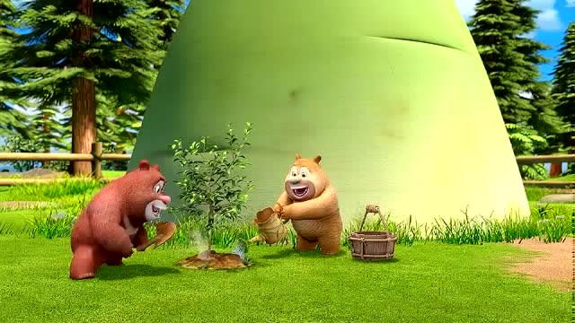 熊熊乐园:熊大熊二给柠檬树松土浇水,凯特爸爸给他们好多柠檬