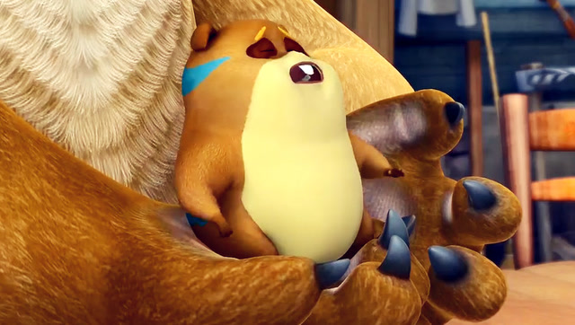 小仓鼠咬坏很多家具,可光头强也没说什么,还把它送回了家,好样的