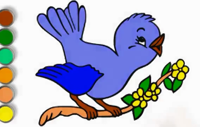 儿童简笔画:蓝色小喜鹊画画