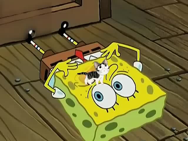海绵宝宝:海绵宝宝不知道怎么了,躺在地上好像在说些什么