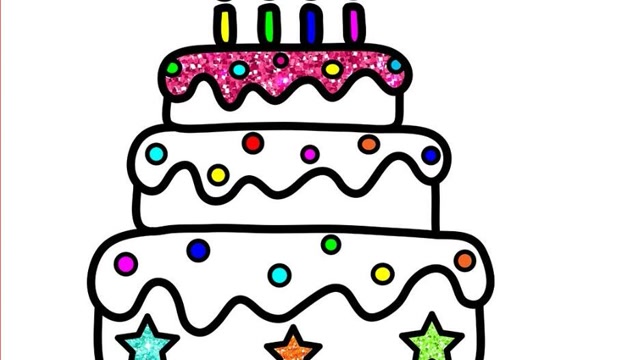 趣味简笔画画多层生日蛋糕