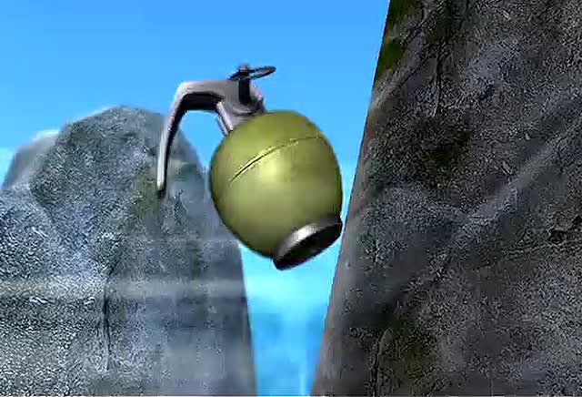 熊出没:光头强用手雷对付熊大熊二,自己却被石头给压住了.