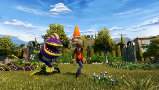 植物大战花园战争,豌豆射手 大嘴花 太阳花搞笑动画演示