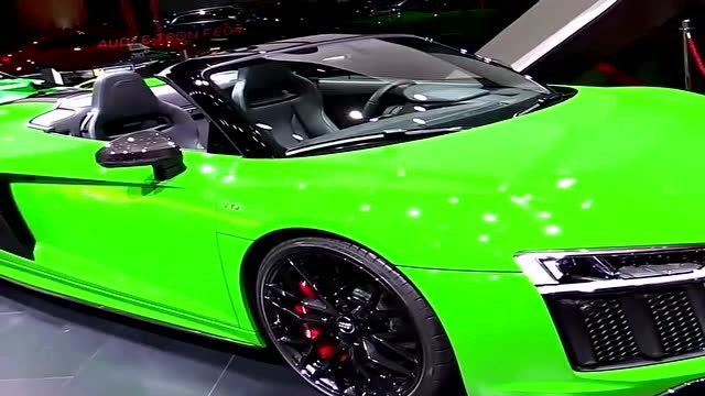 2018奥迪r8 v10 限量版果绿色   敞篷打开那一刻太美了!