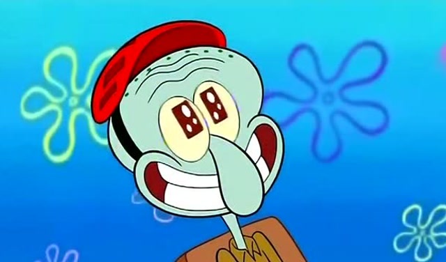 章鱼哥回想没有海绵宝宝的日子,每天笑容满面,开心到起飞