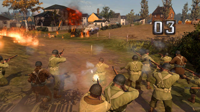 英雄连: 喷火车掩护机枪小组进攻, 打下车站后发现给坦克包围了