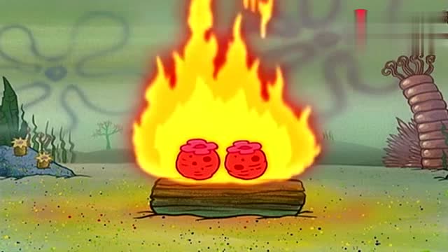 海绵宝宝:原始人海绵宝宝发现火的用途后,后面的画风就变了