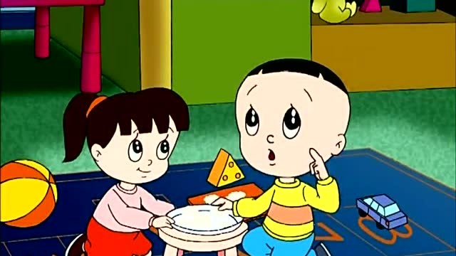 大头和小妹妹在家里做过家家,爸爸居然把假饺子给吃掉了