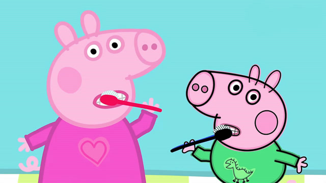 小猪佩奇和乔治睡觉前刷牙,佩奇爱护牙齿