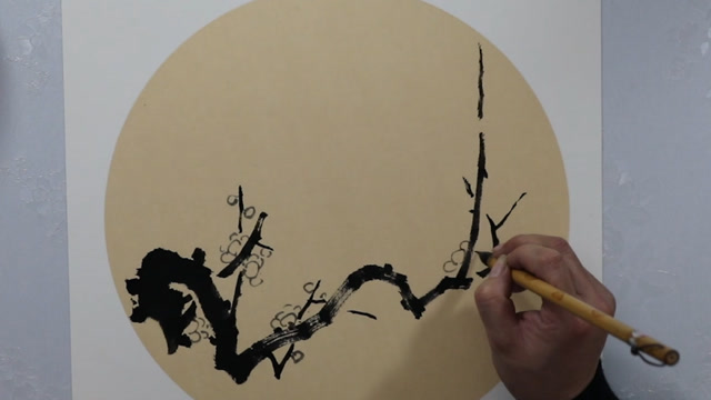 传统国画视频教学:小品梅花双钩法画法,简单易学易懂