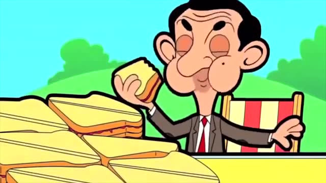 憨豆先生:憨豆正在开心的吃三明治,来了一位很不友好的野餐的人
