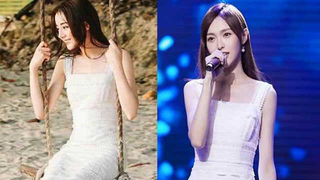 唐嫣迪丽热巴同穿白色连衣裙,不比身材比仙气,网友:热巴赢了!