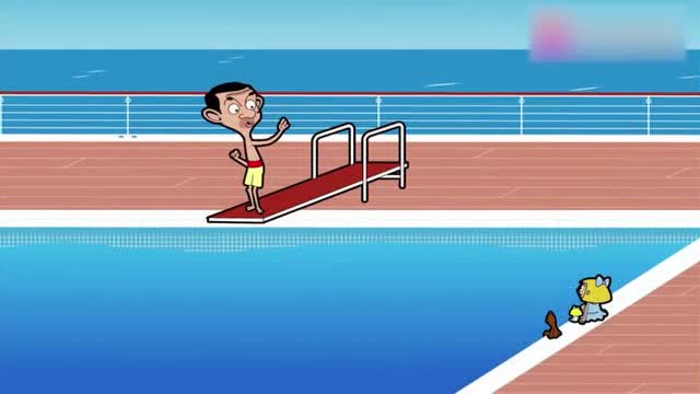 憨豆先生:憨豆跳水的姿势太搞笑了,竟直接跳进大海里,太危险了