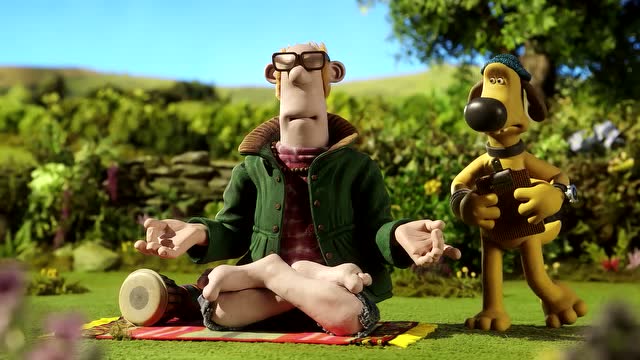 《小羊肖恩》农场主很高兴的在跳舞,小羊们也吹起了乐器