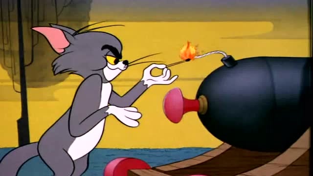 猫和老鼠:汤姆和杰瑞两人对开大炮,结果后座力太大炮都飞走了!