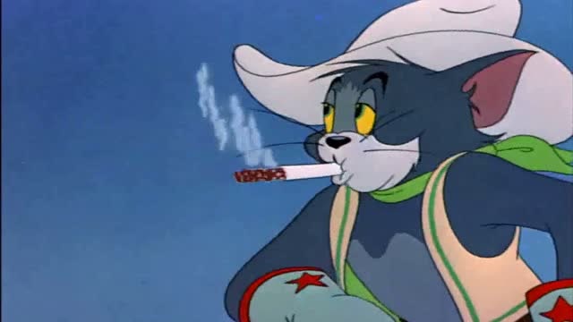 汤姆猫牛仔抽烟图片