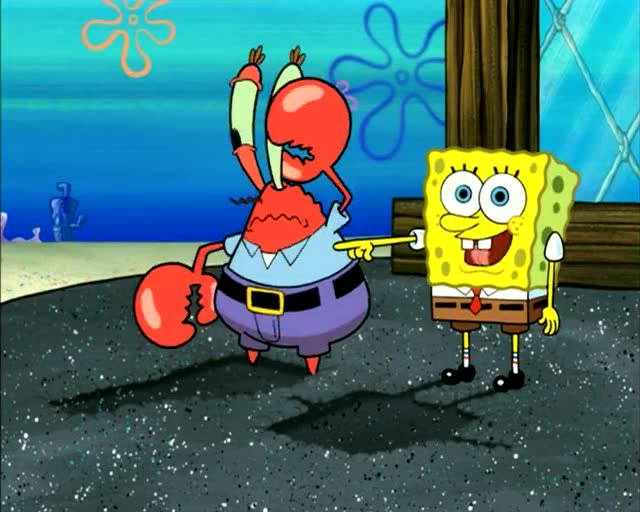 这将会是痞老板最成功的一天,他想着蟹老板完蛋了!