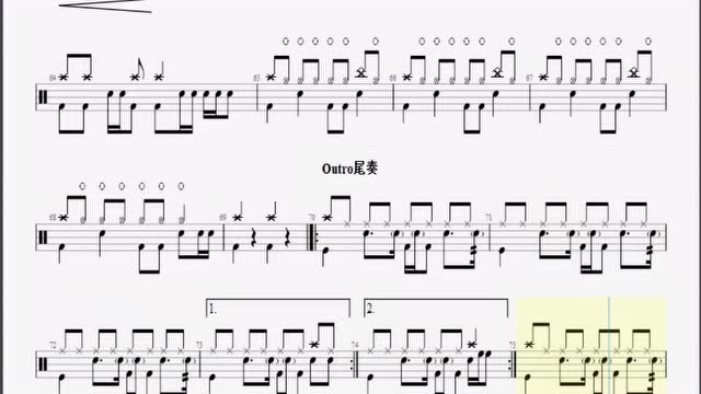 李荣浩-《麻雀》架子鼓(动态鼓谱)演示