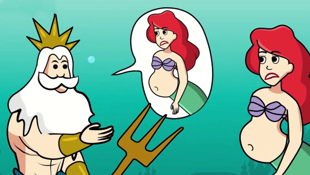 美人鱼和新交的朋友大吃大喝,变成大肚子被爸爸训,丢下朋友走了