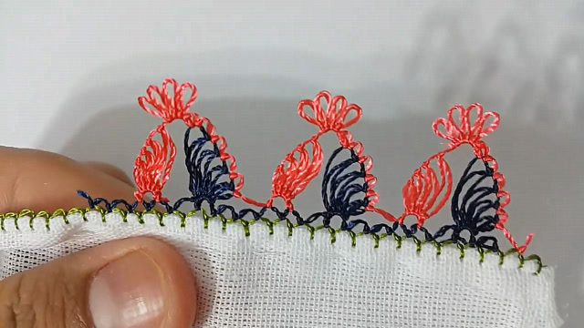 手工锁边-漂亮的细线花边!