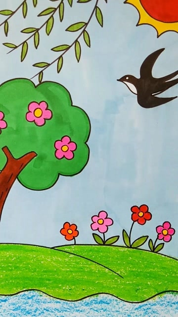 春天来了主题简笔画