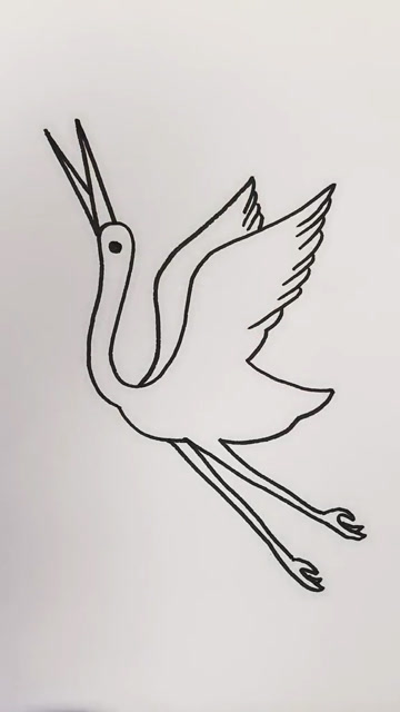 丹顶鹤的简笔画可爱图片