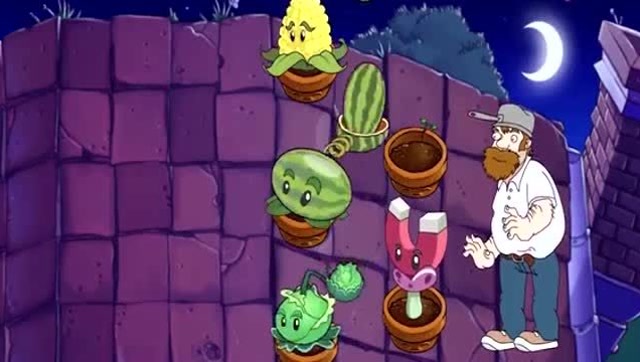 玉米投手和西瓜投手大战铁桶僵尸路障僵尸!