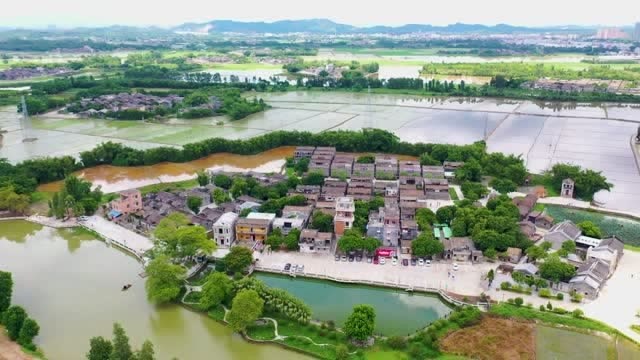 航拍广东--江门台山草坪里古村落