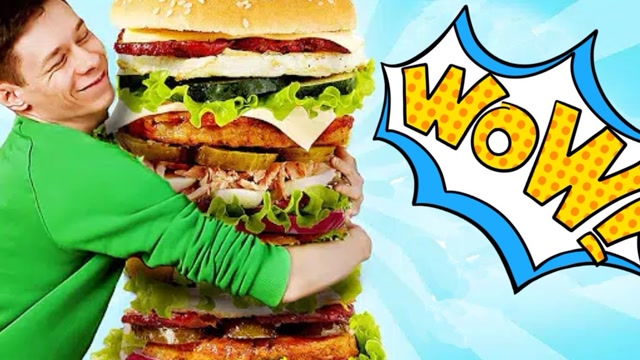 diy食玩,烹饪巨型100层汉堡,抱都抱不下!