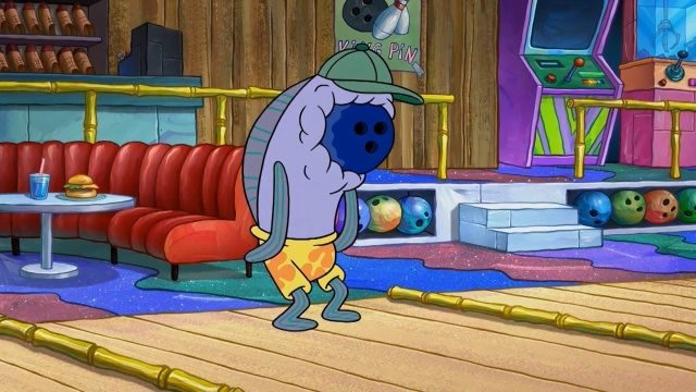 海绵宝宝:比奇堡居民被脑空空社团攻击,打保龄球变成球打人!