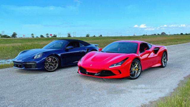 保时捷911单挑法拉利f8,起步瞬间完胜,3秒后才知道差距有多大?