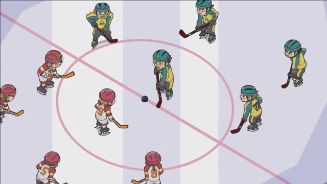 守在球门前面,不让冰球进去