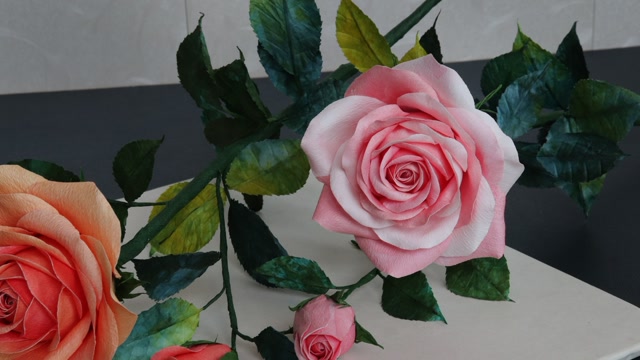 手工纸花diy月季花