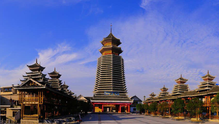 贵州世界第一鼓楼,32根住子29层高