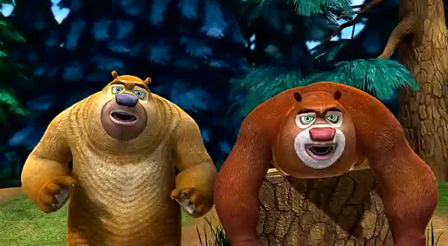 熊出没:熊大与熊二第一次打起来了  这么狠  强哥看笑话