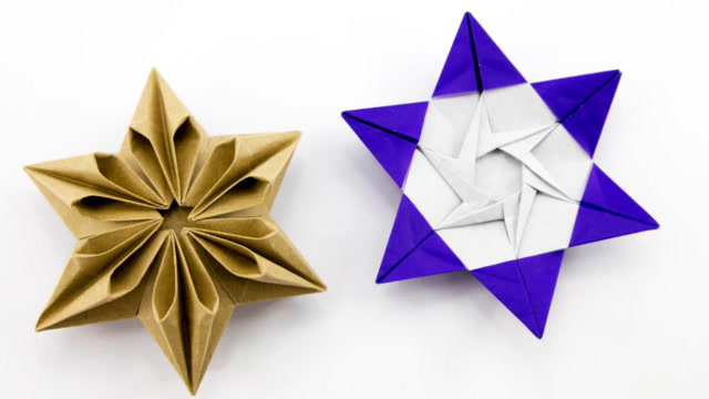 折纸教学,用纸折叠立体六角星星
