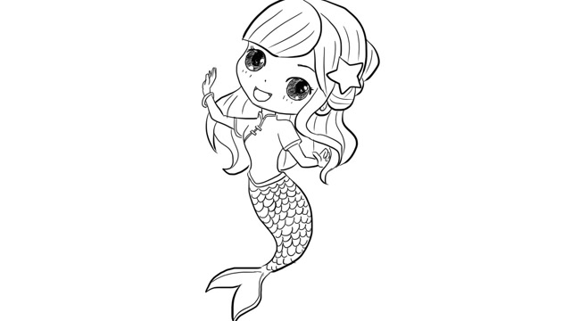 可爱的美人鱼卡通动漫简笔画