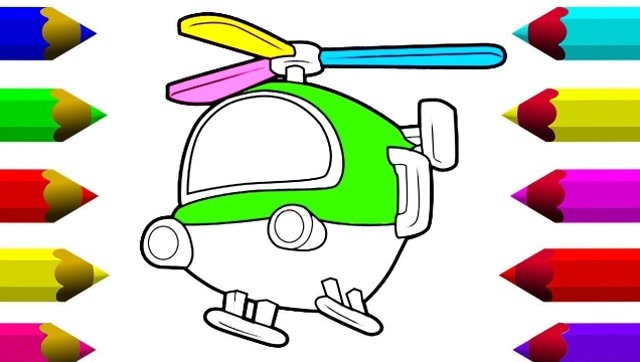 亲子画画学习:涂色直升飞机