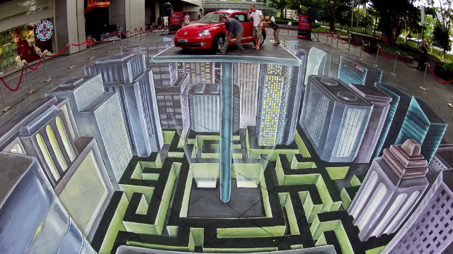 将3d画放在马路上会发生啥事?结果让人很意外!