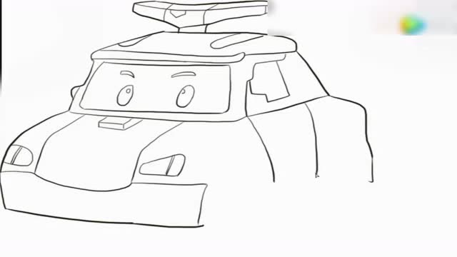 儿童简笔画,变形警车卡通,育儿学画画基础练习