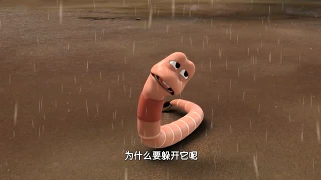 萌鸡小队下雨了小鸡在雨中和蚯蚓先生愉快的玩耍