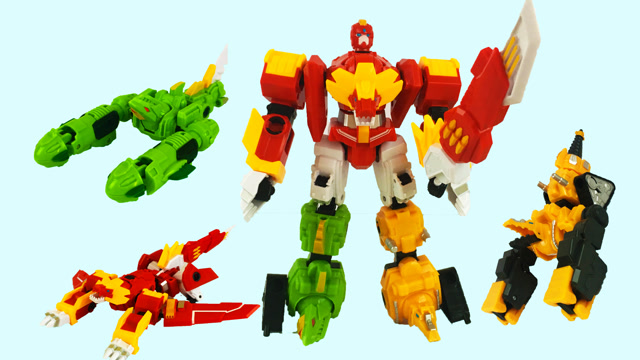 蛋星侠变形机甲 雄狮 噬鳄 猛鲨 完美三合体