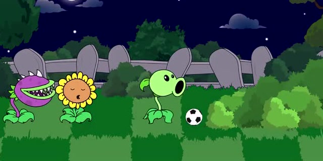 植物大战僵尸:大嘴花草丛里面捡足球,一口咬到埋伏在里面的小鬼