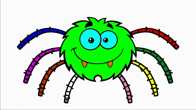 儿童简笔画:绿色蜘蛛