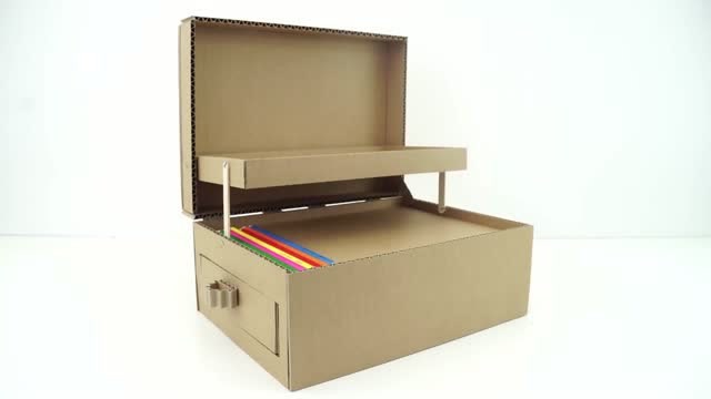 废纸盒diy文具收纳箱,暗藏玄机既省空间又实用!