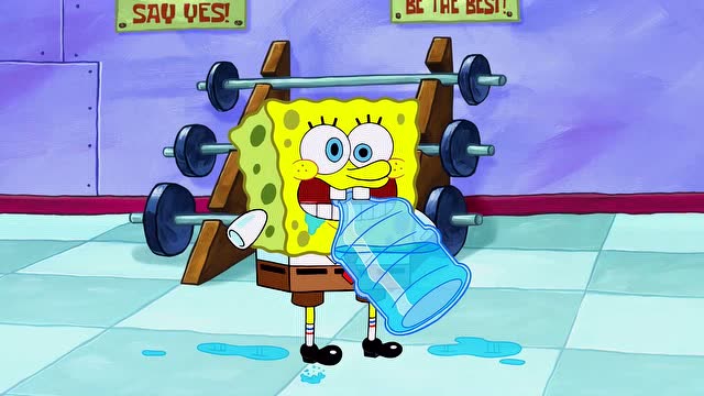 海绵宝宝:想要锻炼要多喝水!
