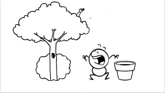 创意动漫搞笑铅笔动画,铅笔人不撒种子光浇水,能长出大树吗