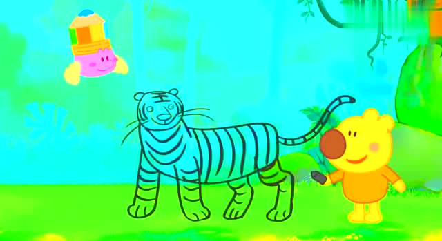 小小画家熊小米动画片,熊小米今天要给大家画一只凶猛的老虎